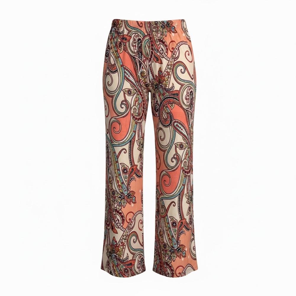 Melissa Paige Coral Wide Leg Paisley Women Pants NWT